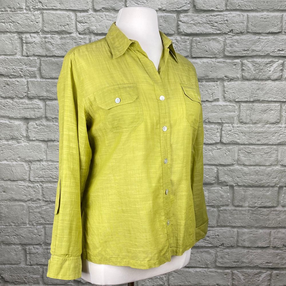 Chico's Spring Green Linen Button Down - Picture 2 of 5